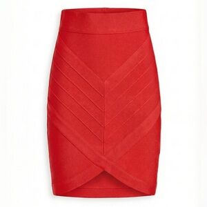 BEBE red high waist chevron bandage bodycon skirt XS